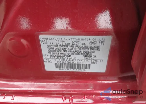 2025 Nissan Versa Sv from USA, damaged, VIN 3N1CN8EVXSL810648